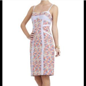 NWT BCBG Maxazria Ayla Bustier Floral Sheath Seersucker Panel Dress Size 12